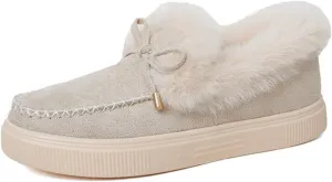 Ladmiple Boots For Women Ankle Booties Winter Snow Boots with Fur Lined Warm Slip On Comfortable Outdoor Walking Shoes