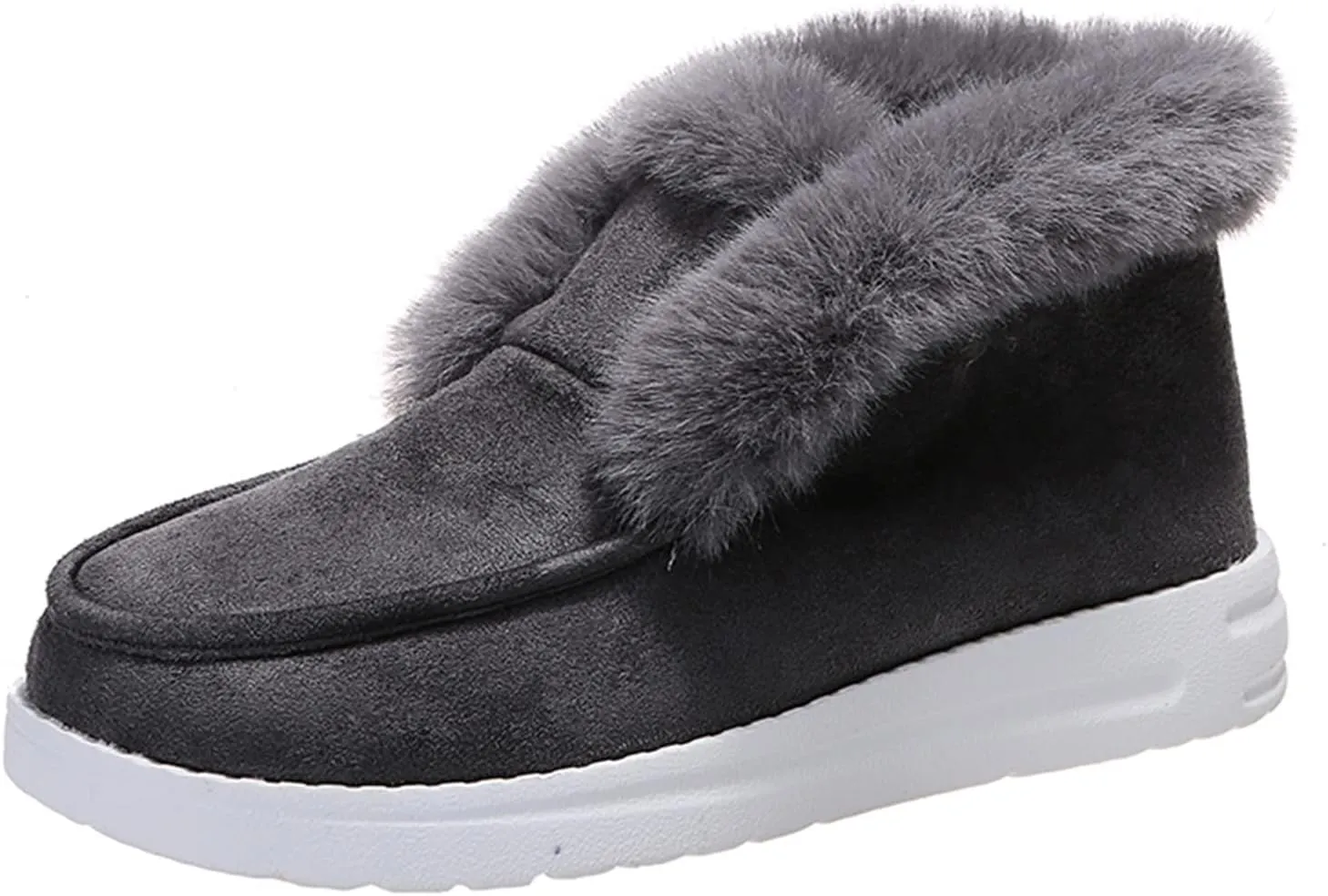 Ladmiple Boots for Women Ankle Booties with Fur Warm Winter Snow Boots Outdoor Slip On Comfortable Fashion Walking Shoes