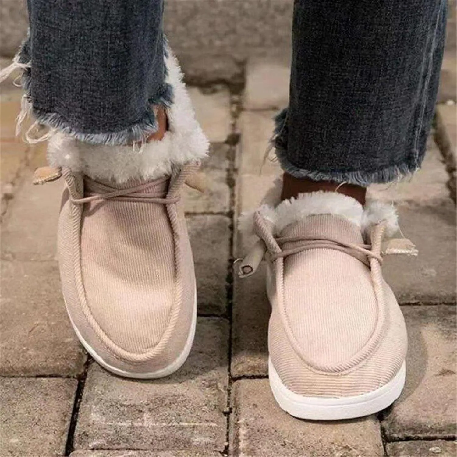 Ladmiple Winter Boots For Women Warm Snow Ankle Booties Comfortable Slip On Outdoor Fur Lined Thickening Walking Winter Shoes