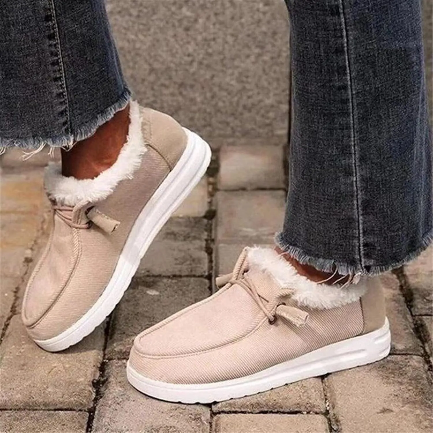 Ladmiple Winter Boots For Women Warm Snow Ankle Booties Comfortable Slip On Outdoor Fur Lined Thickening Walking Winter Shoes