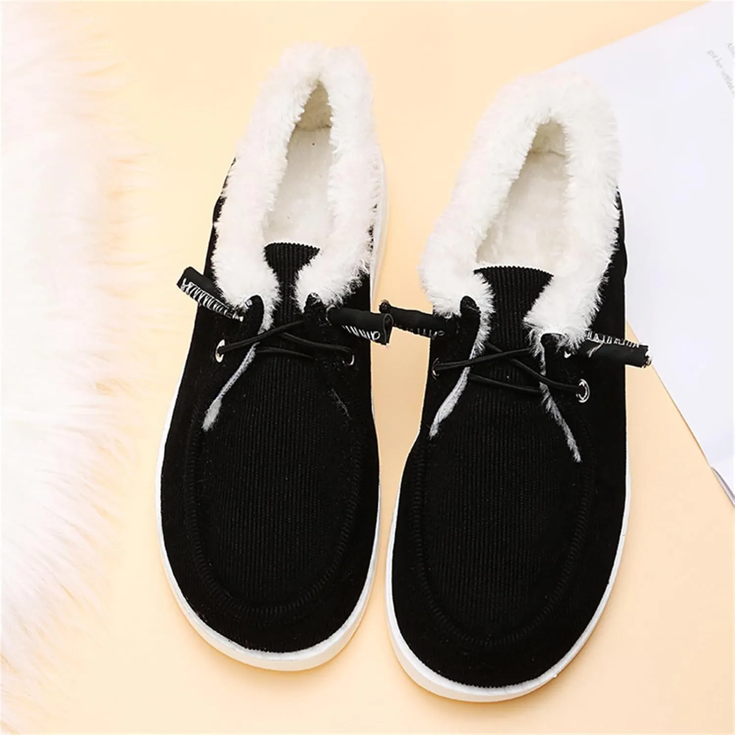 Ladmiple Winter Boots For Women With Fur Lined High-top Snow Boots Slip on Warm Comfortable Outdoor Ankle Booties Shoes