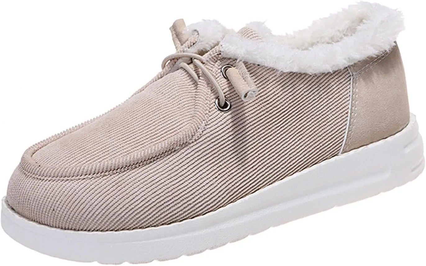 Ladmiple Winter Boots For Women With Fur Lined High-top Snow Boots Slip on Warm Comfortable Outdoor Ankle Booties Shoes