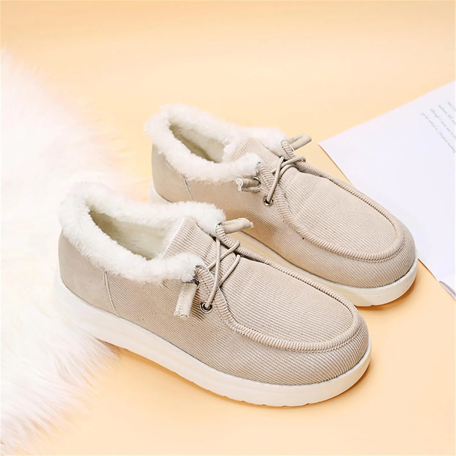 Ladmiple Winter Boots For Women With Fur Lined High-top Snow Boots Slip on Warm Comfortable Outdoor Ankle Booties Shoes