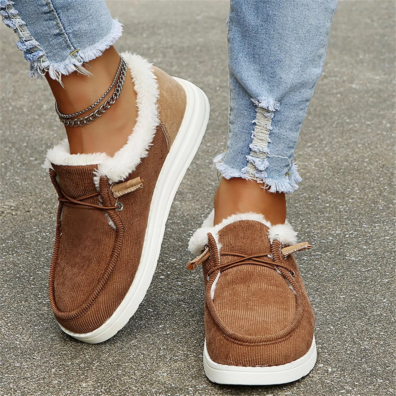 Ladmiple Winter Boots For Women With Fur Lined High-top Snow Boots Slip on Warm Comfortable Outdoor Ankle Booties Shoes