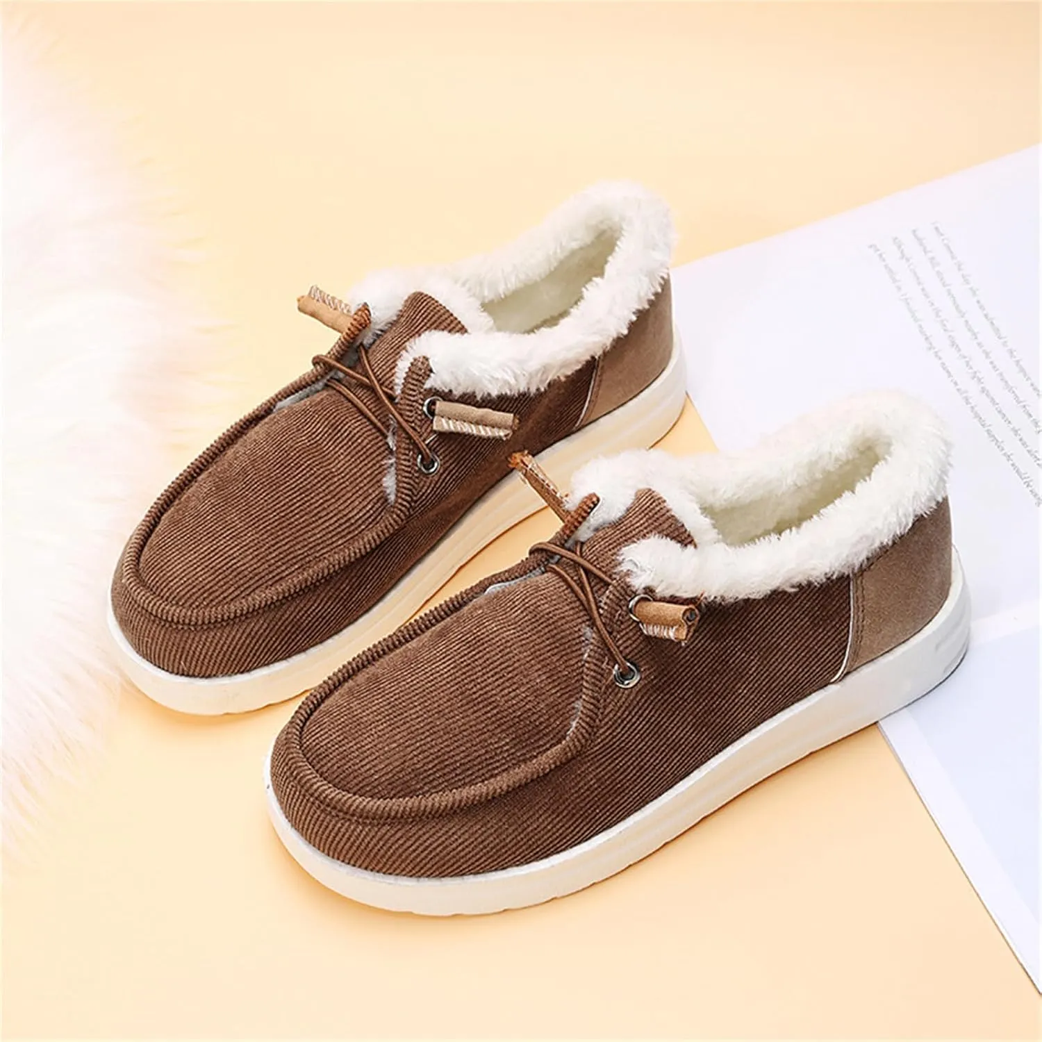 Ladmiple Winter Boots For Women With Fur Lined High-top Snow Boots Slip on Warm Comfortable Outdoor Ankle Booties Shoes