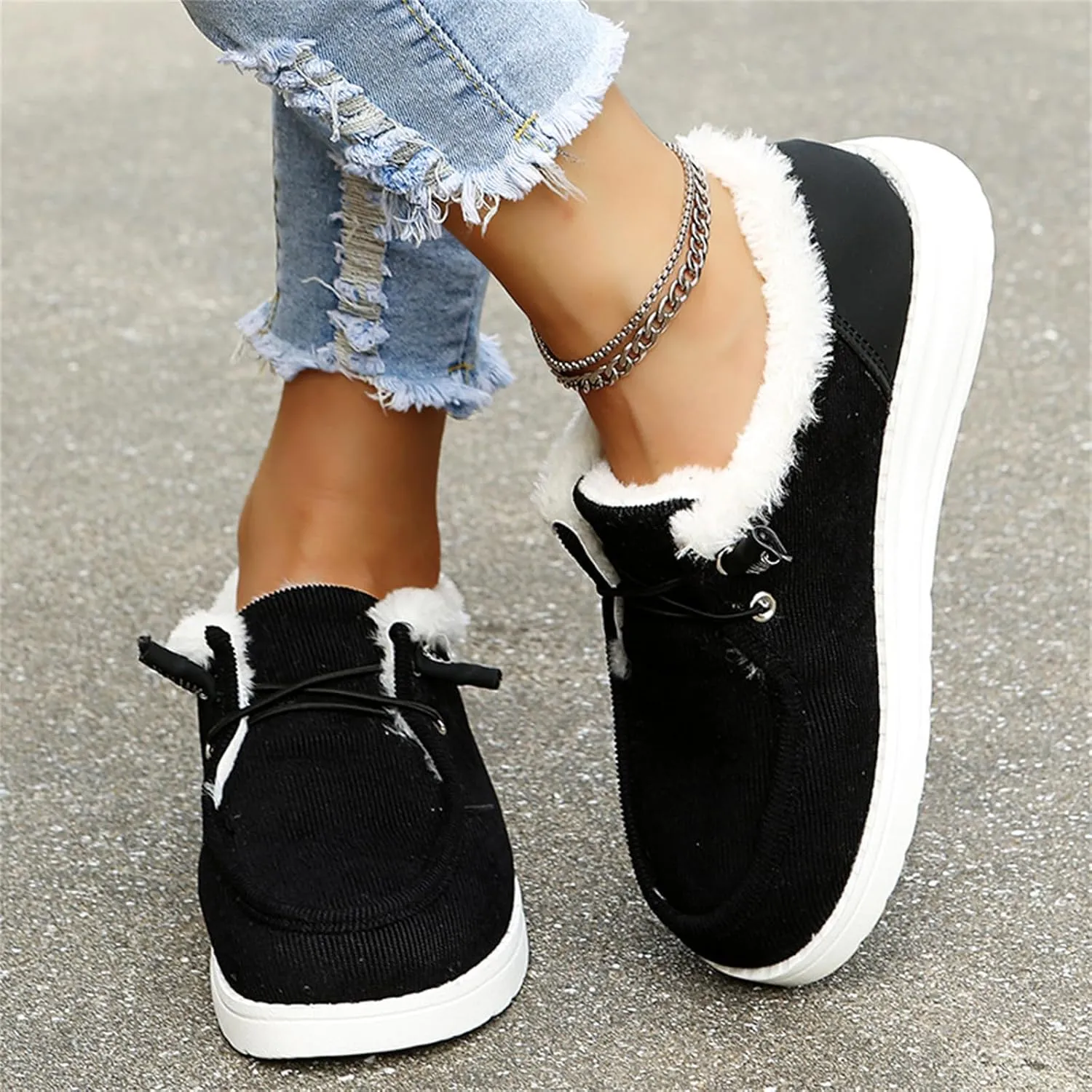 Ladmiple Winter Boots For Women With Fur Lined High-top Snow Boots Slip on Warm Comfortable Outdoor Ankle Booties Shoes