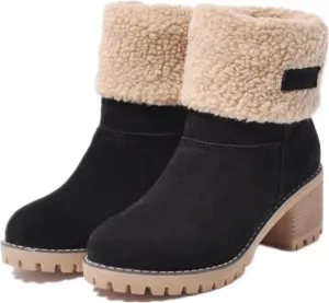 Ladmiple Womens Wide Width Wide Calf Snow Boots Womens Winter Snow Boots With Warm Fur Lining Comfortable Non Slip Fuzzy Booties Casual Fashion Trendy Outdoor Hiking Walking Platform Shoes 2022