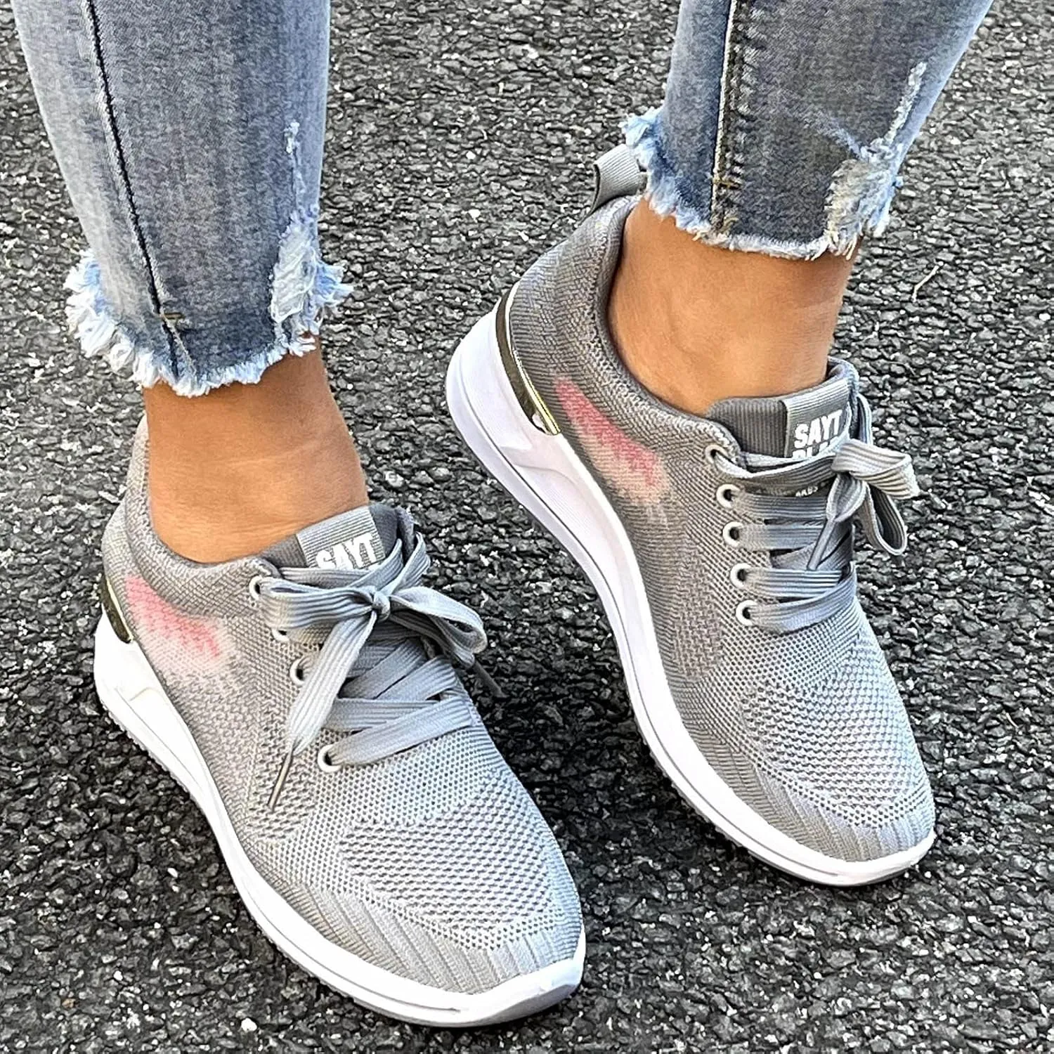 Leisure Shoes Outdoor Wedge Women Running Mesh Shoes Breathable Trainer Fitness Casual Sport Womens Shoes Walking