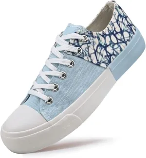 LUMUBBY Women's Canvas Fashion Sneakers, Red, Casual, Walking, Flat Sole, Lace-Up, All Seasons