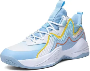 MAUGELY Leather Basketball Shoes Women's Men's Versatile Breathable Sports Running Shoes Student Practical Training Competition Sneakers