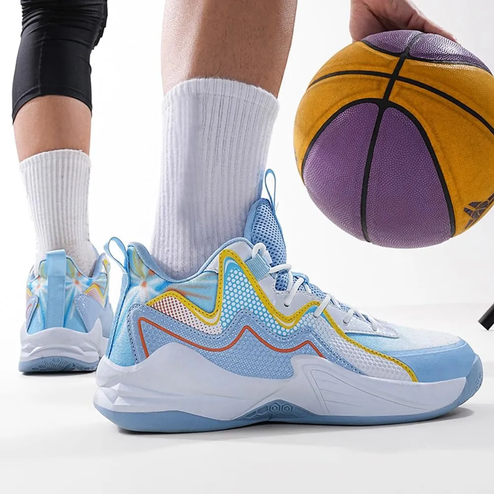 MAUGELY Leather Basketball Shoes Women's Men's Versatile Breathable Sports Running Shoes Student Practical Training Competition Sneakers