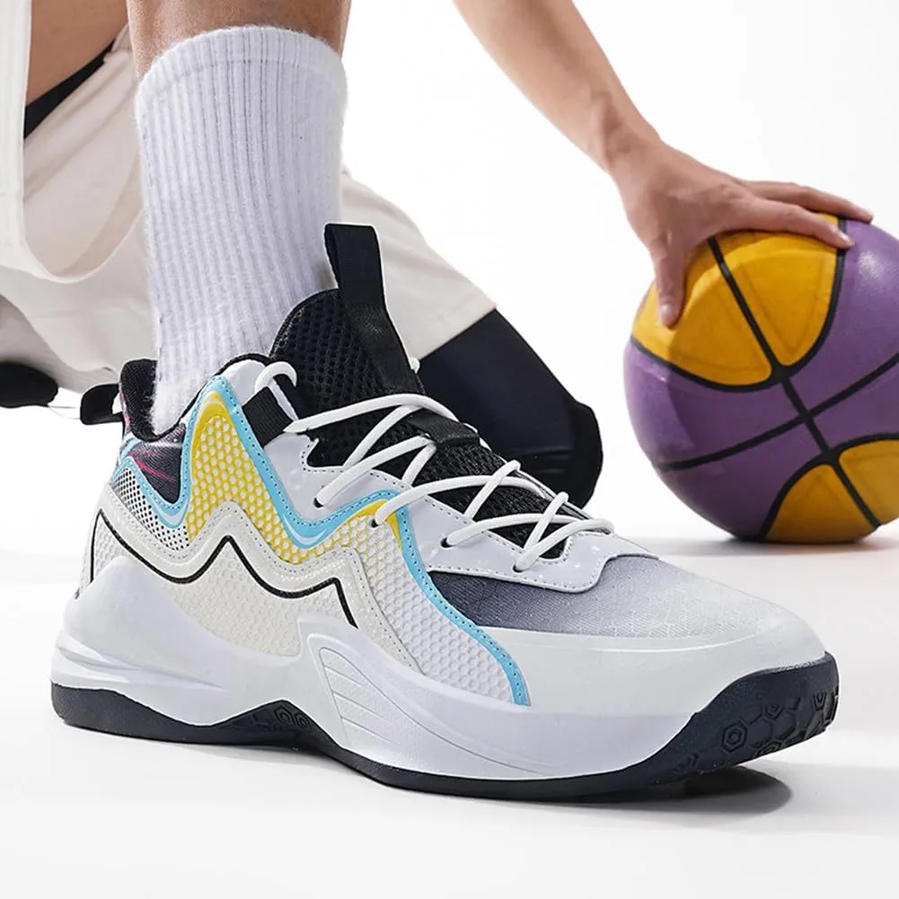 MAUGELY Leather Basketball Shoes Women's Men's Versatile Breathable Sports Running Shoes Student Practical Training Competition Sneakers