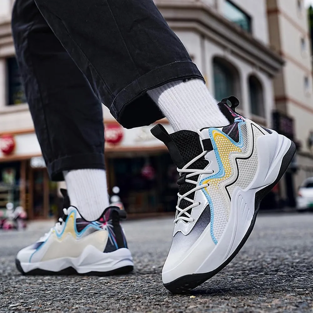 MAUGELY Leather Basketball Shoes Women's Men's Versatile Breathable Sports Running Shoes Student Practical Training Competition Sneakers