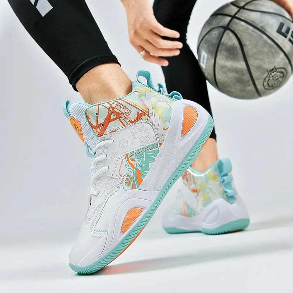 MAUGELY Leather Basketball Shoes Women's Men's Versatile Breathable Sports Running Shoes Student Practical Training Competition Sneakers
