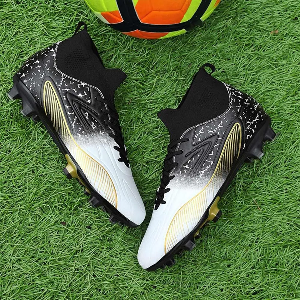 Maylrvjv Men's High Top Soccer Shoes Professional Cleats Football Boots Breathable Comfortable Indoor Outdoor Training Futsal Sneakers