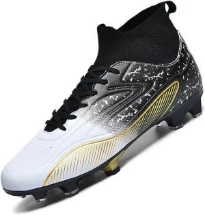 Maylrvjv Men's High Top Soccer Shoes Professional Cleats Football Boots Breathable Comfortable Indoor Outdoor Training Futsal Sneakers