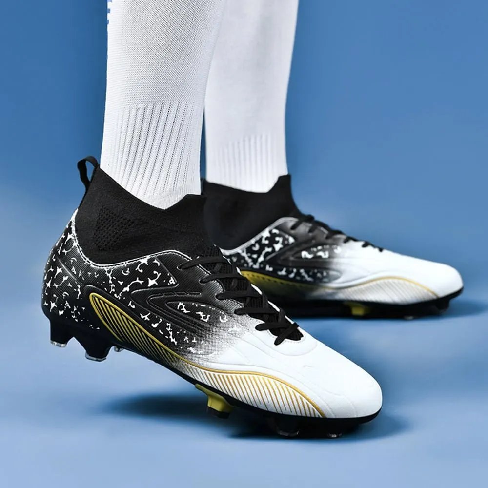 Maylrvjv Men's High Top Soccer Shoes Professional Cleats Football Boots Breathable Comfortable Indoor Outdoor Training Futsal Sneakers