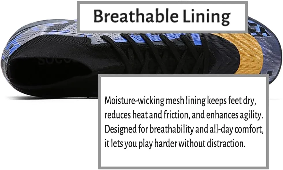Maylrvjv Men's Soccer Cleats Football Shoes Comfortable Indoor and Outdoor Training Sports Sneakers