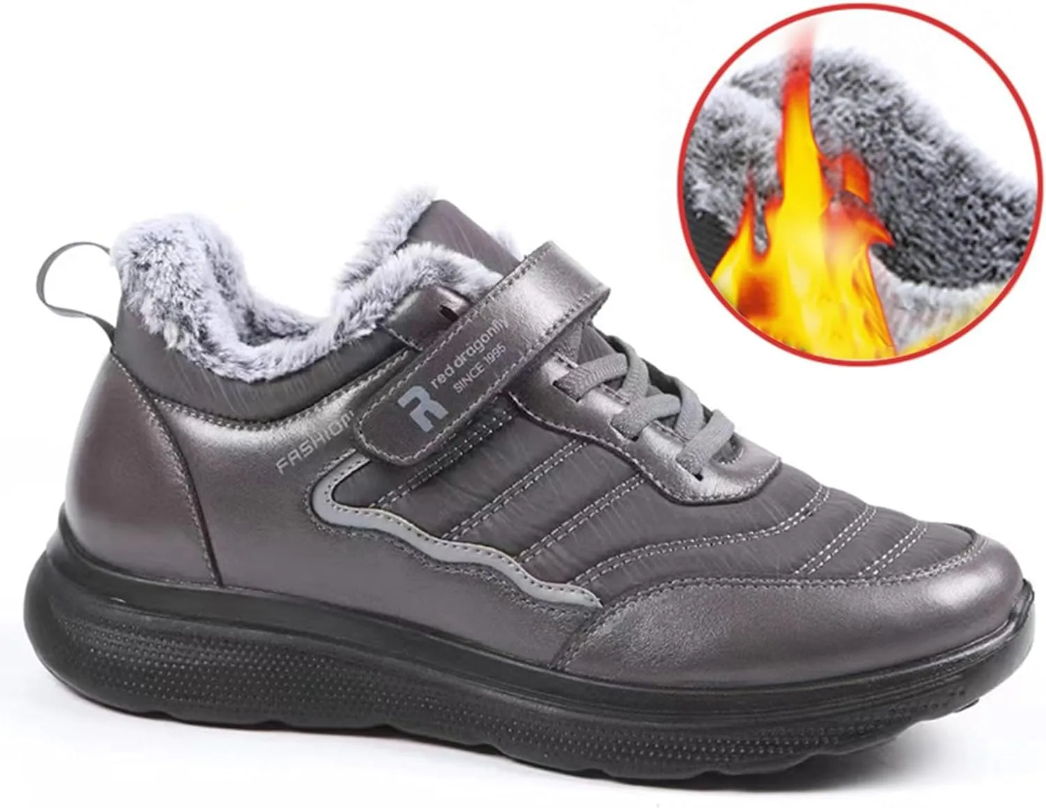 Men Work Boots Steel Toe Hiking Sneakers Fur Lined Ankle Boot Womens Workout Shoes Soft Toe Winter Backpacking Snow Botas Warm Water Hike Grounded Footwear