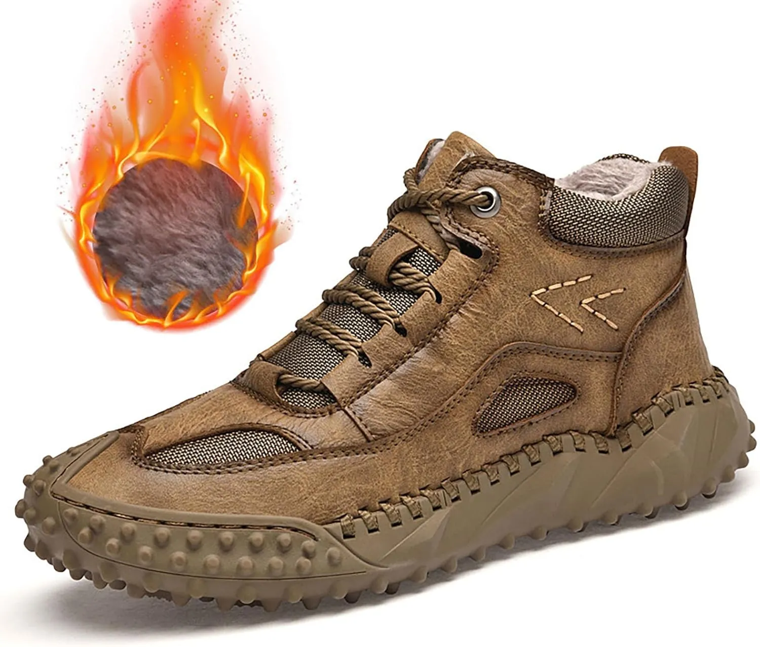Men's Casual Chukka Boot Hiking Boots Snow Boots Single Shoes Sneakers Leather Boots Fleece Lined Warm Shoes