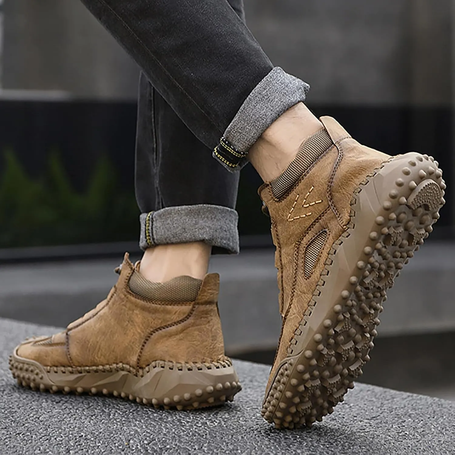 Men's Casual Chukka Boot Hiking Boots Snow Boots Single Shoes Sneakers Leather Boots Fleece Lined Warm Shoes