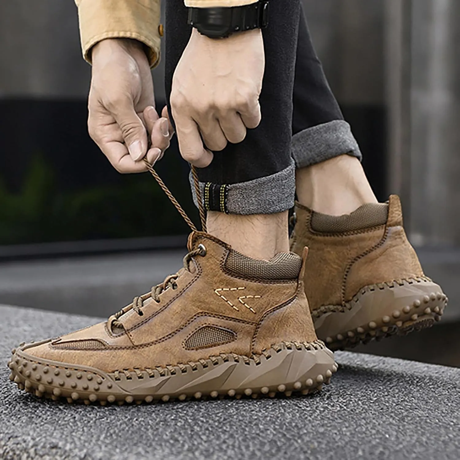 Men's Casual Chukka Boot Hiking Boots Snow Boots Single Shoes Sneakers Leather Boots Fleece Lined Warm Shoes