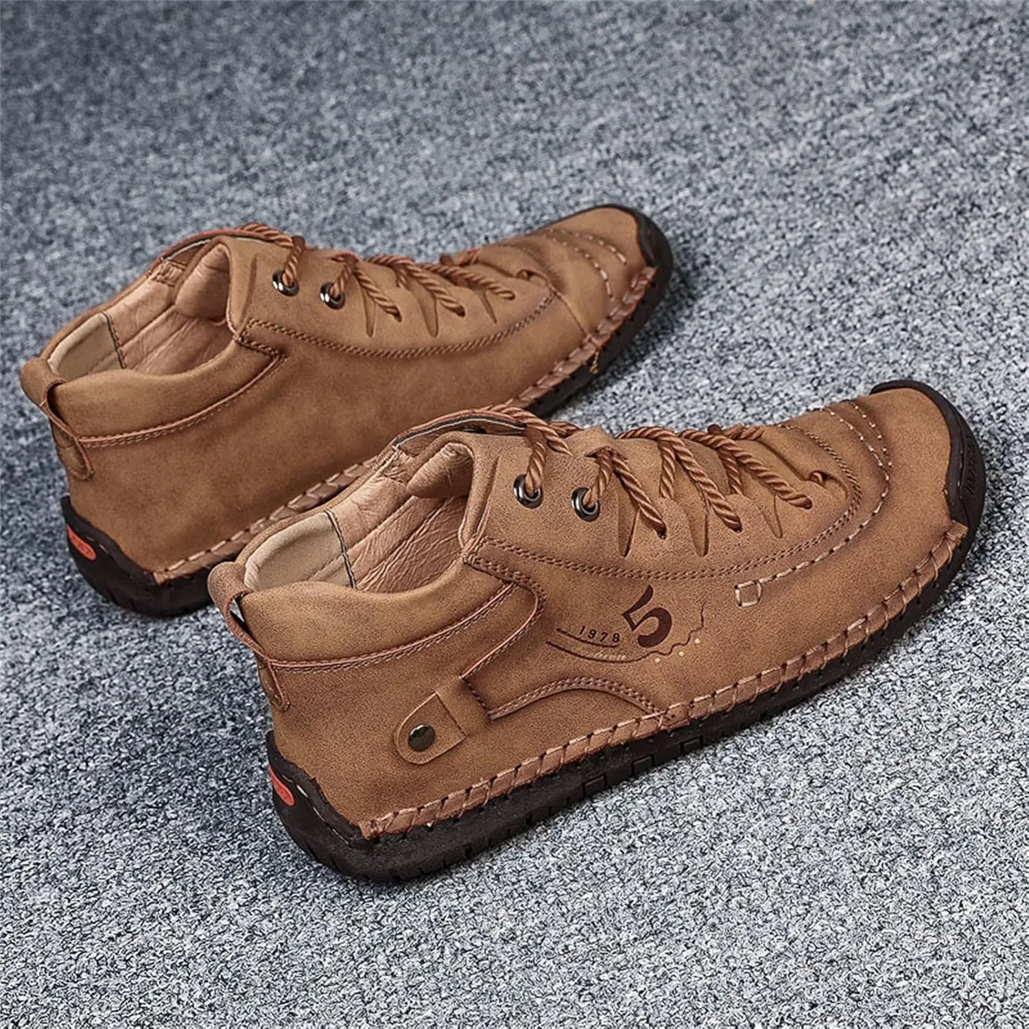 Mens Chukka Boots Casual Leather Shoes Lace up Slip on Lightweight Loafers Mid Top Walking Driving Shoe