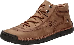 Mens Chukka Boots Casual Leather Shoes Lace up Slip on Lightweight Loafers Mid Top Walking Driving Shoe