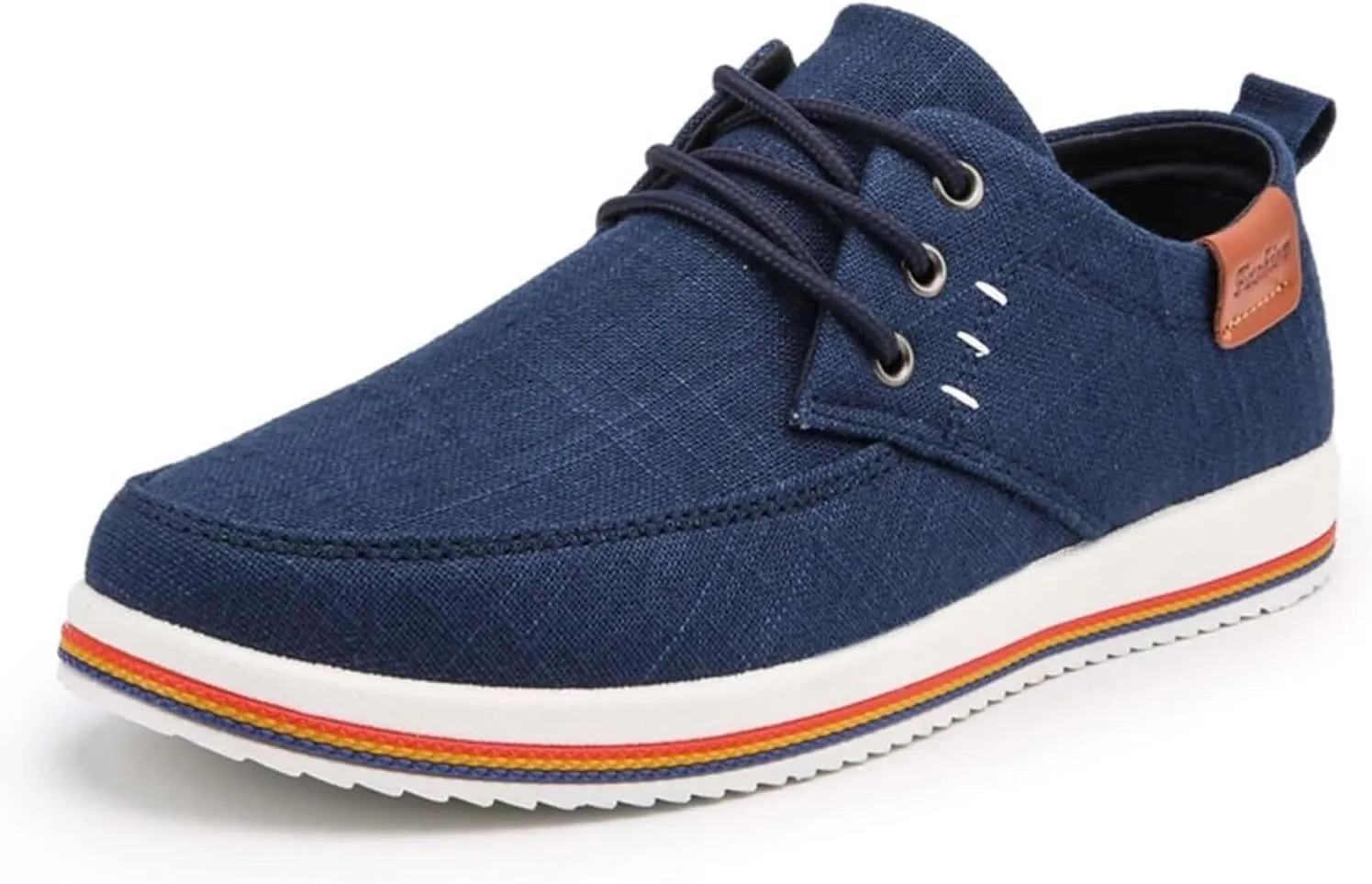 Men's Fashion Loafers Breathable Canvas Shoes Comfortable Round Toe Sneakers Low Top Lace Up Casual Shoes