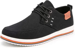 Men's Fashion Loafers Breathable Canvas Shoes Comfortable Round Toe Sneakers Low Top Lace Up Casual Shoes