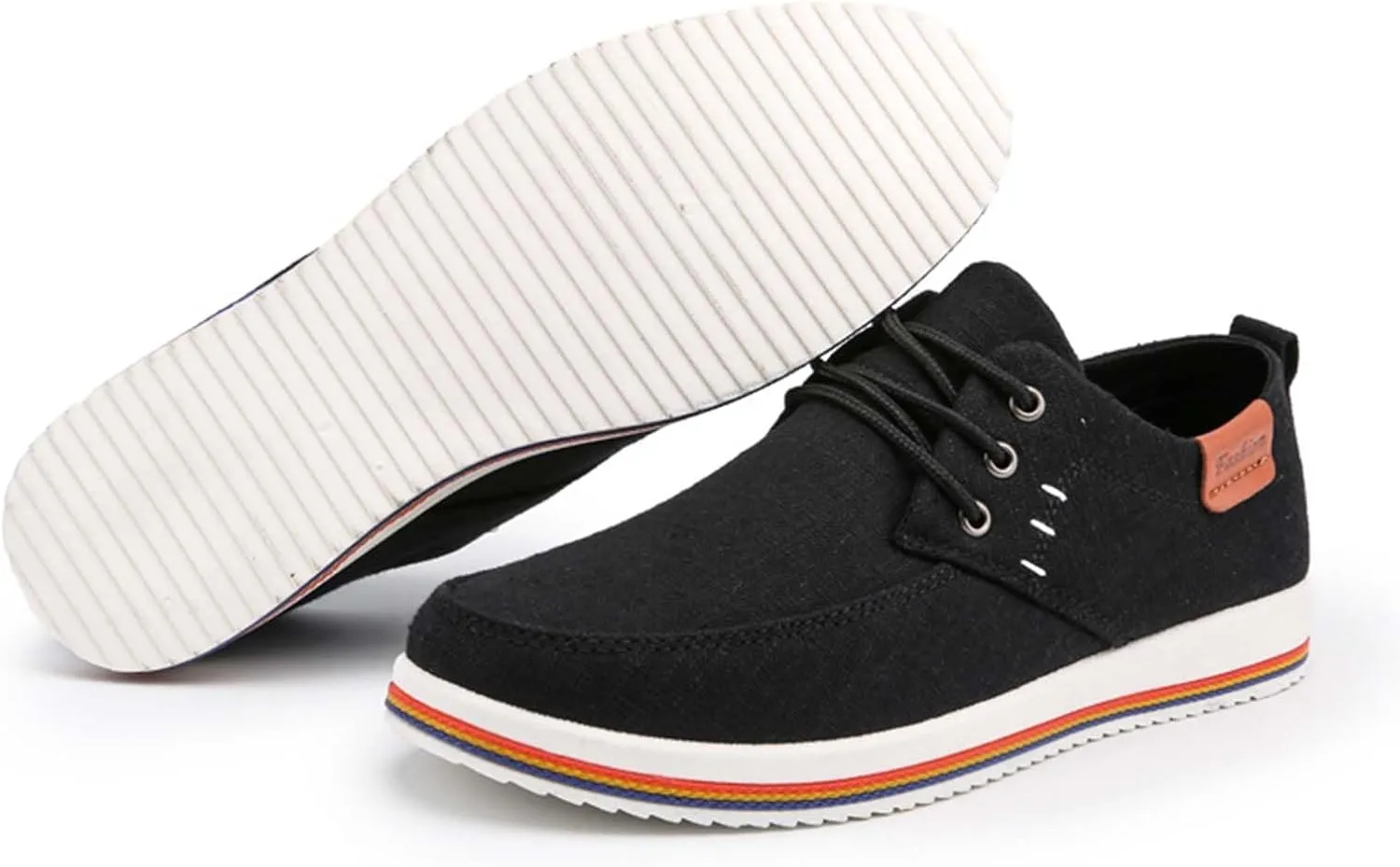 Men's Fashion Loafers Breathable Canvas Shoes Comfortable Round Toe Sneakers Low Top Lace Up Casual Shoes