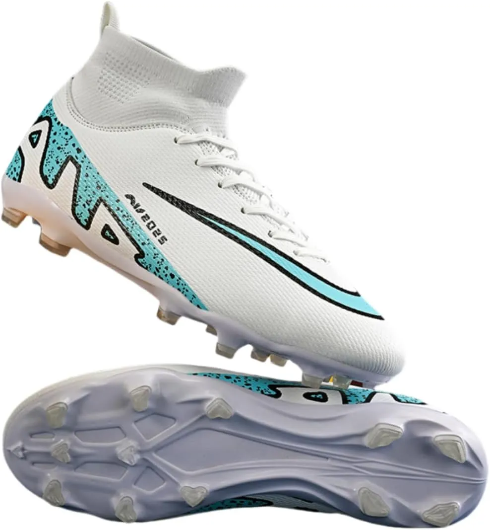 Mens High-Top Football Boots Women's Soccer Cleats for Training Youth Futsal Shoes for Outdoor Indoor