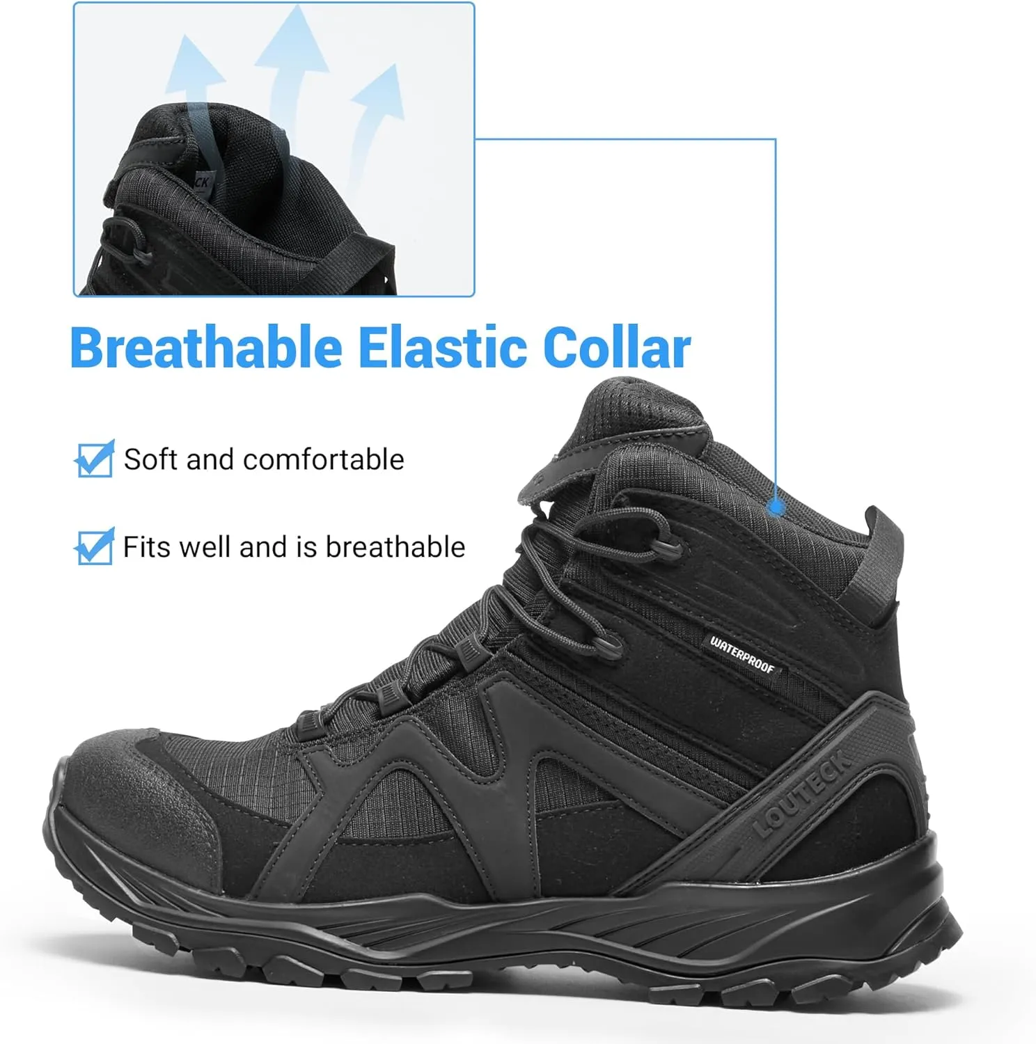 Men's Military & Tactical Boots  Waterproof & Comfortable Black Boots for Men, Perfect for Work, EMS, Hiking, and Combat