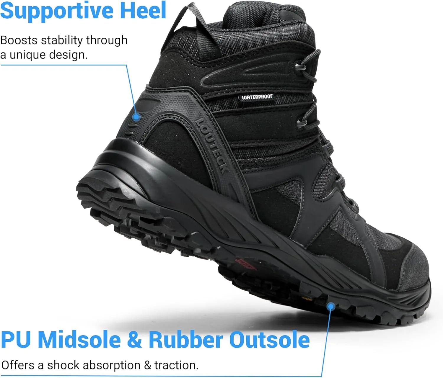 Men's Military & Tactical Boots  Waterproof & Comfortable Black Boots for Men, Perfect for Work, EMS, Hiking, and Combat