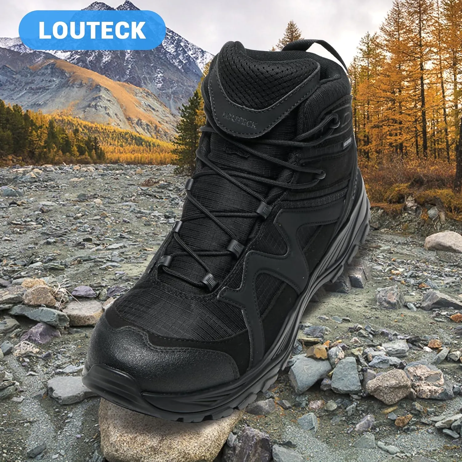 Men's Military & Tactical Boots  Waterproof & Comfortable Black Boots for Men, Perfect for Work, EMS, Hiking, and Combat