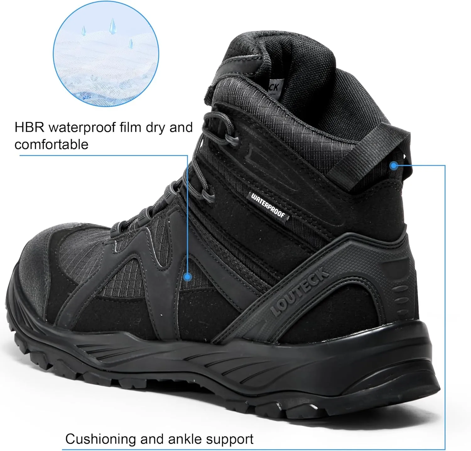 Men's Military & Tactical Boots  Waterproof & Comfortable Black Boots for Men, Perfect for Work, EMS, Hiking, and Combat