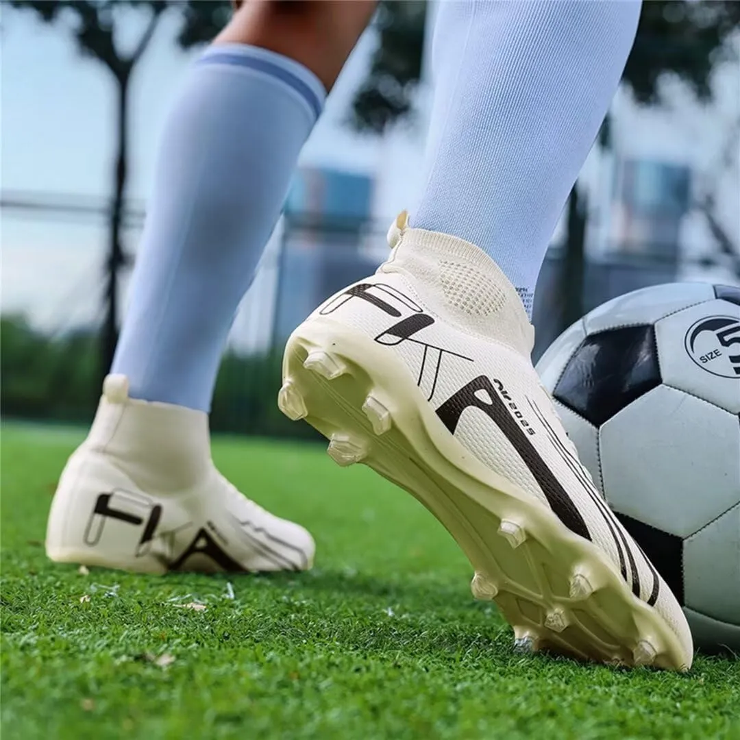 Men's Soccer Shoes High Top AG Cleats Outdoor Turf Athletic Professional Spikes Youth Boys Football Sneaker Unisex