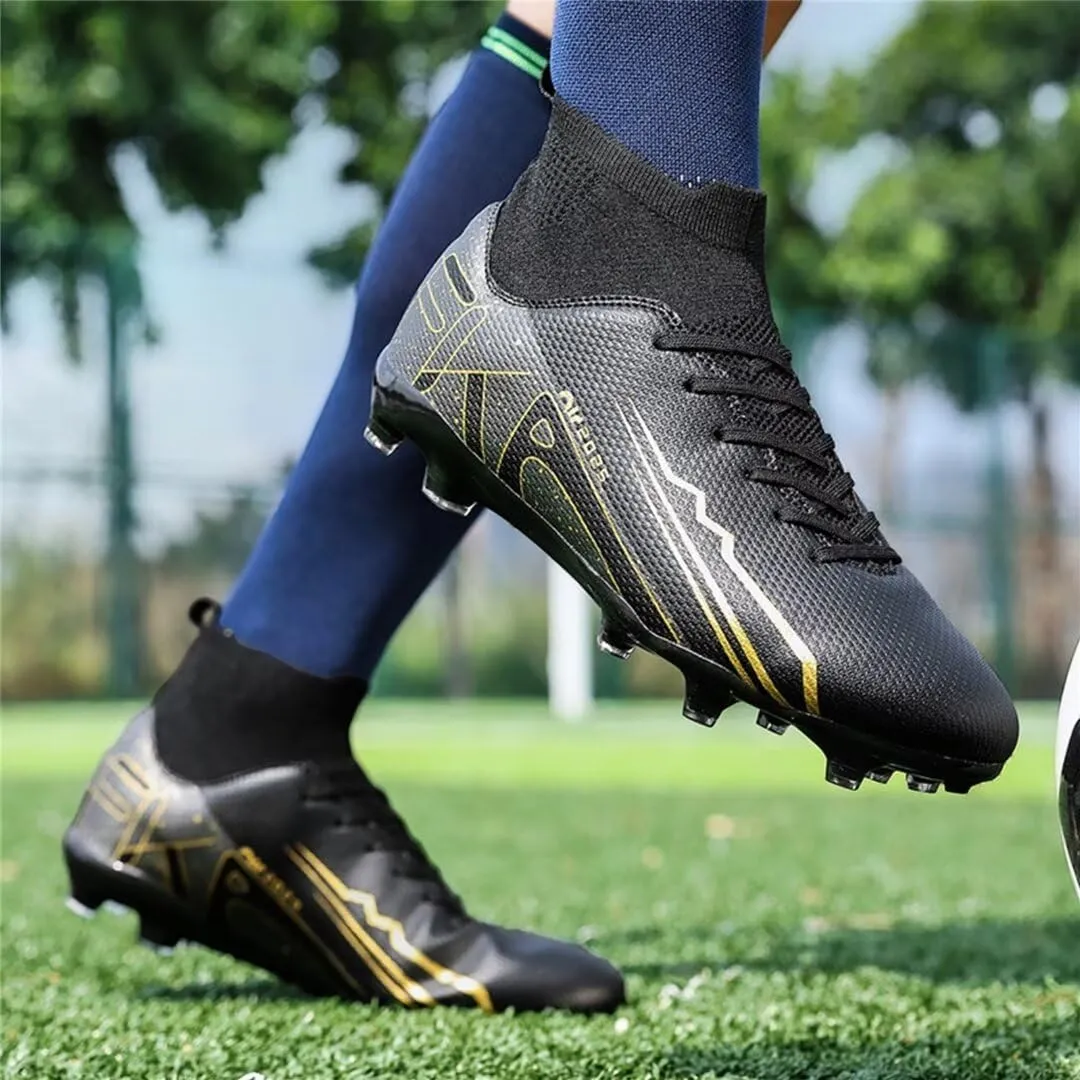 Men's Soccer Shoes High Top AG Cleats Outdoor Turf Athletic Professional Spikes Youth Boys Football Sneaker Unisex