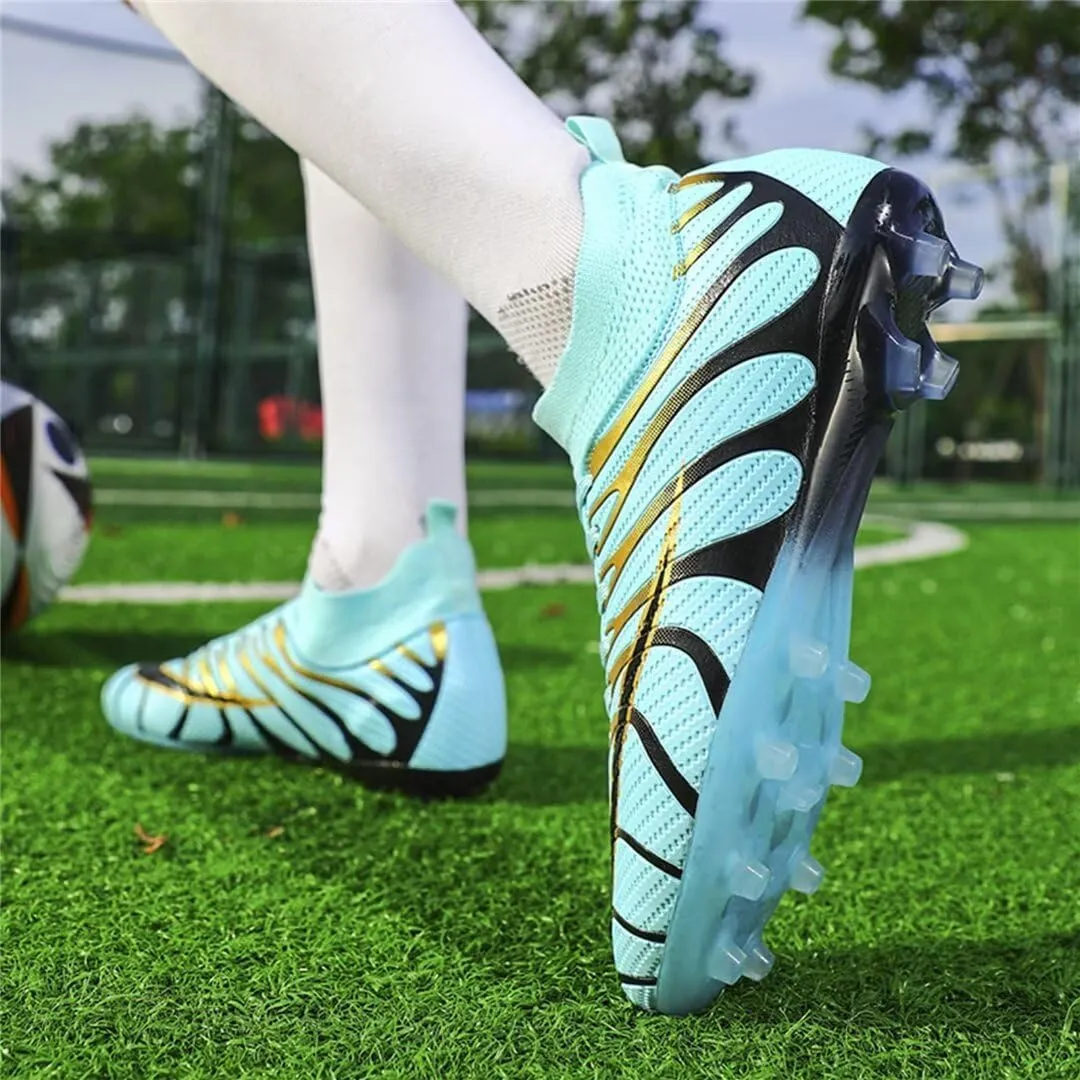 Men's Soccer Shoes High Top AG Cleats Outdoor Turf Athletic Professional Spikes Youth Boys Football Sneaker Unisex