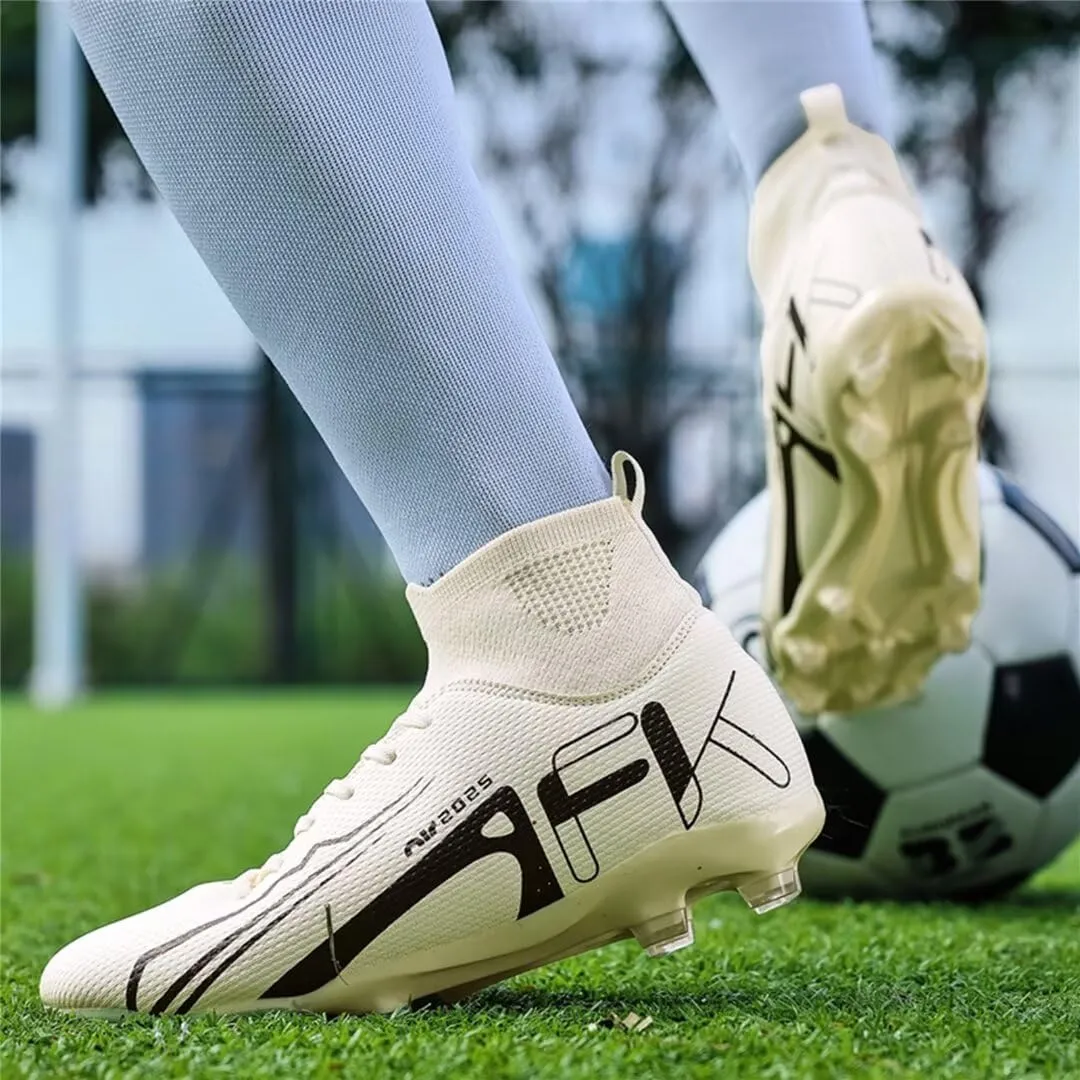 Men's Soccer Shoes High Top AG Cleats Outdoor Turf Athletic Professional Spikes Youth Boys Football Sneaker Unisex