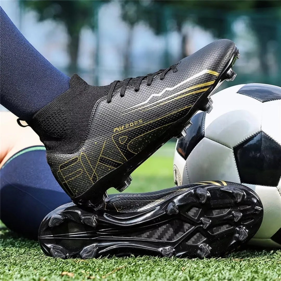 Men's Soccer Shoes High Top AG Cleats Outdoor Turf Athletic Professional Spikes Youth Boys Football Sneaker Unisex