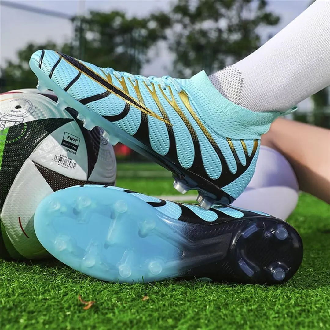 Men's Soccer Shoes High Top AG Cleats Outdoor Turf Athletic Professional Spikes Youth Boys Football Sneaker Unisex