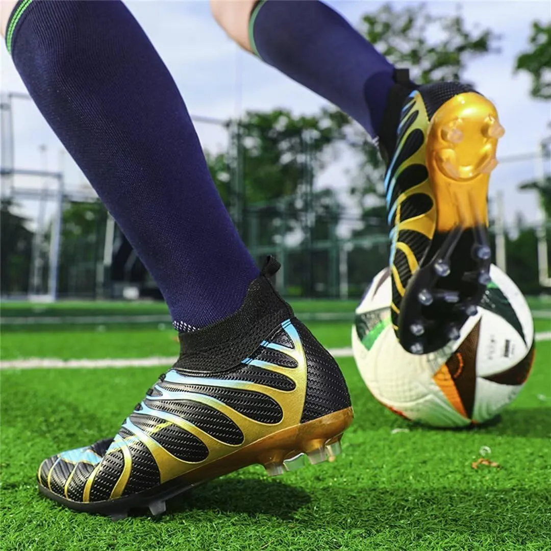 Men's Soccer Shoes High Top AG Cleats Outdoor Turf Athletic Professional Spikes Youth Boys Football Sneaker Unisex