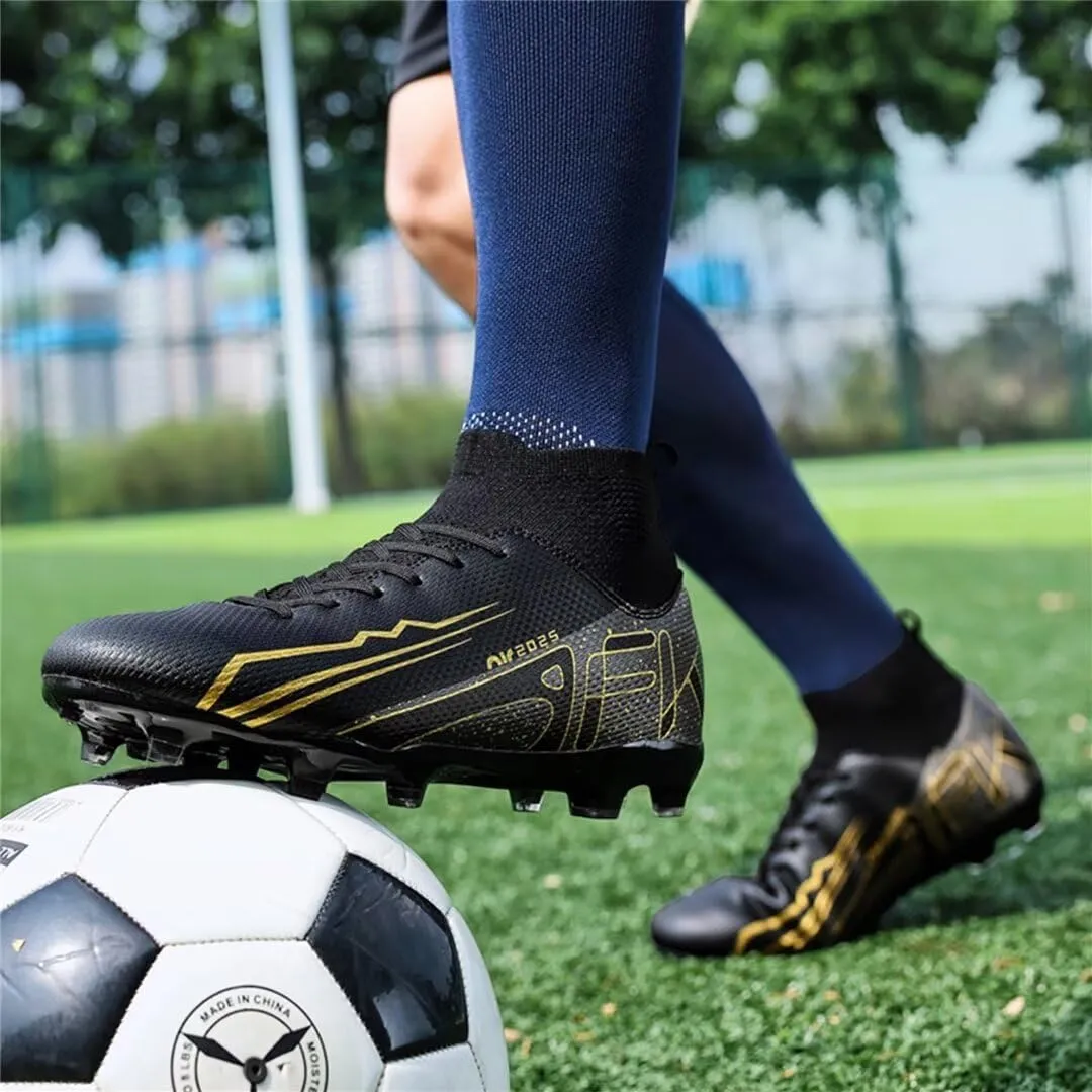 Men's Soccer Shoes High Top AG Cleats Outdoor Turf Athletic Professional Spikes Youth Boys Football Sneaker Unisex