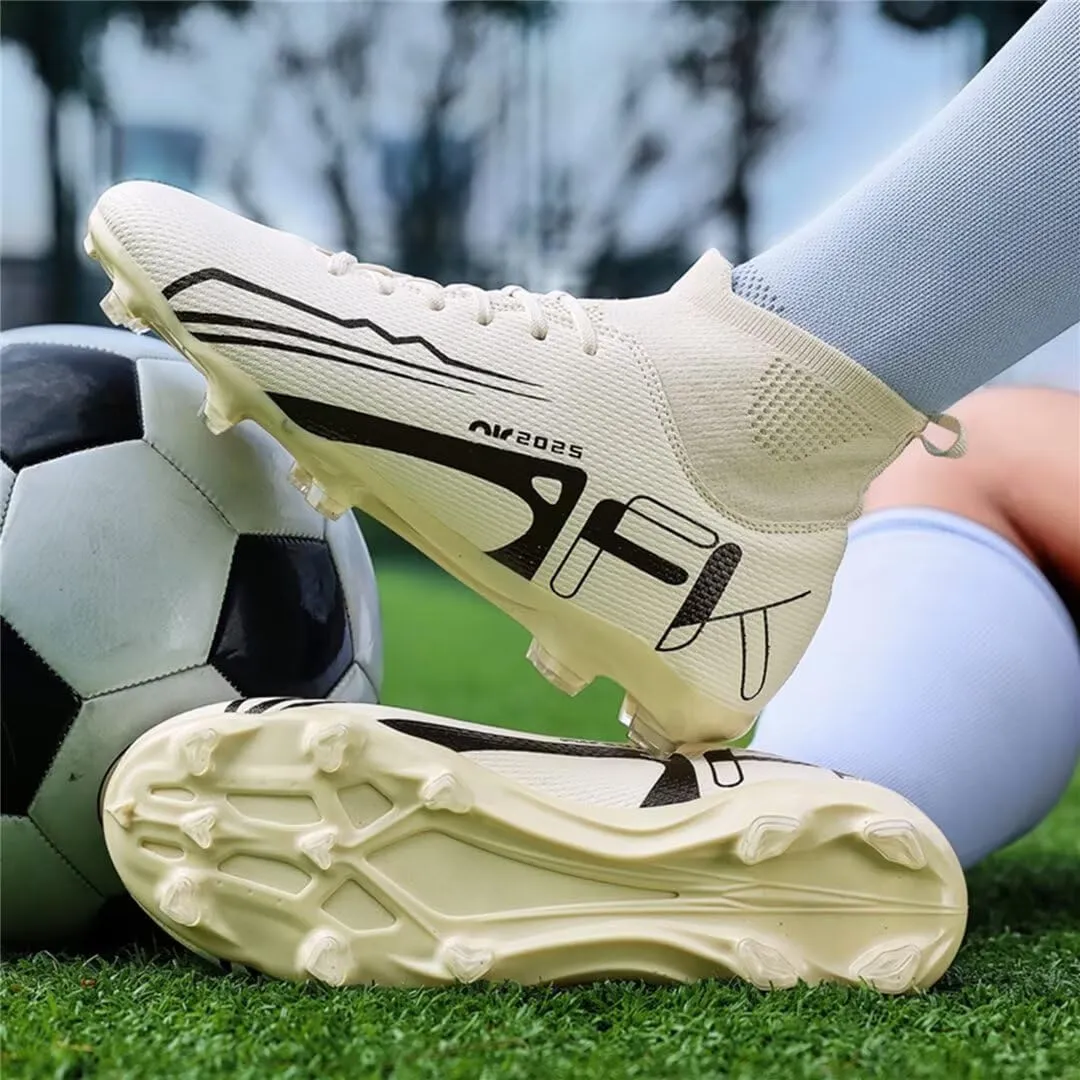 Men's Soccer Shoes High Top AG Cleats Outdoor Turf Athletic Professional Spikes Youth Boys Football Sneaker Unisex