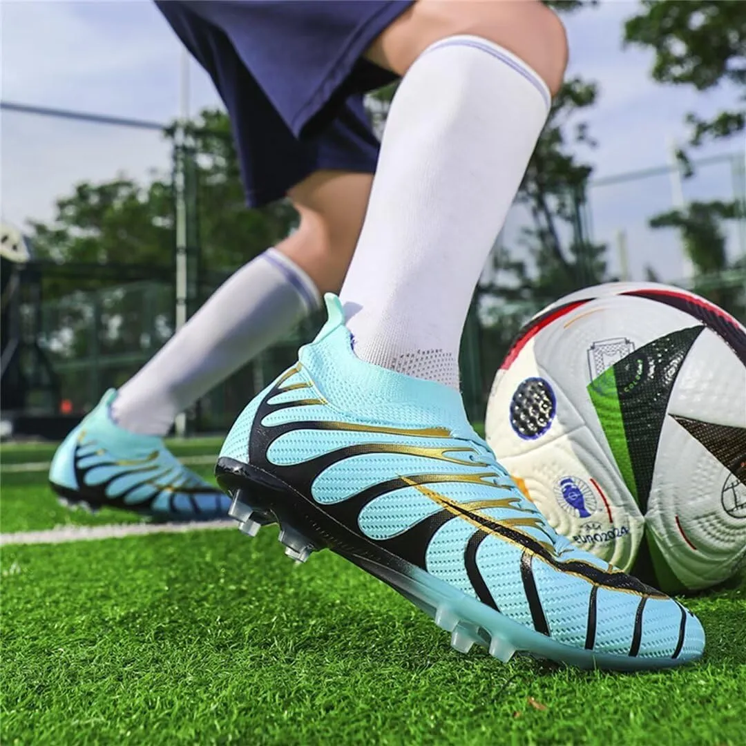Men's Soccer Shoes High Top AG Cleats Outdoor Turf Athletic Professional Spikes Youth Boys Football Sneaker Unisex