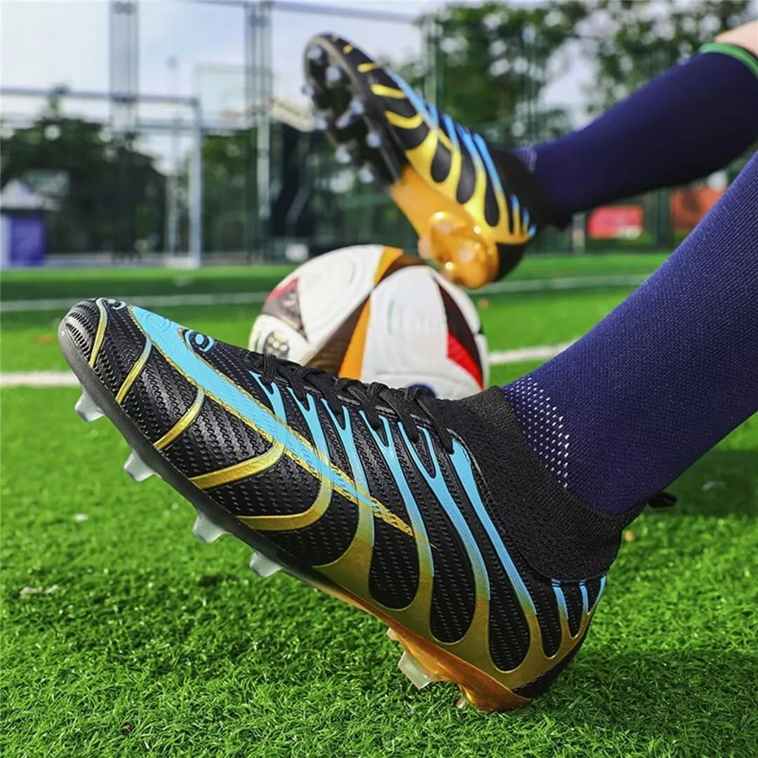 Men's Soccer Shoes High Top AG Cleats Outdoor Turf Athletic Professional Spikes Youth Boys Football Sneaker Unisex