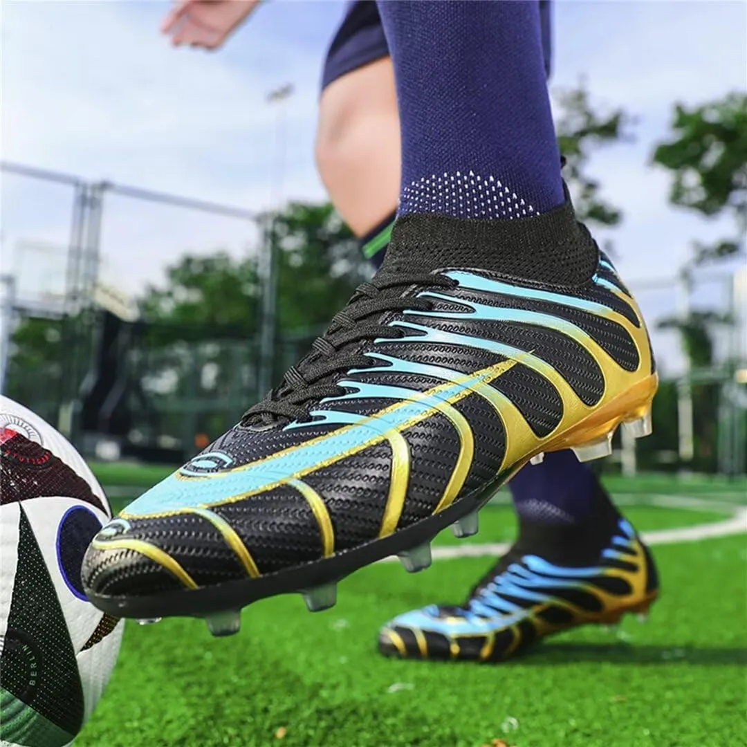 Men's Soccer Shoes High Top AG Cleats Outdoor Turf Athletic Professional Spikes Youth Boys Football Sneaker Unisex
