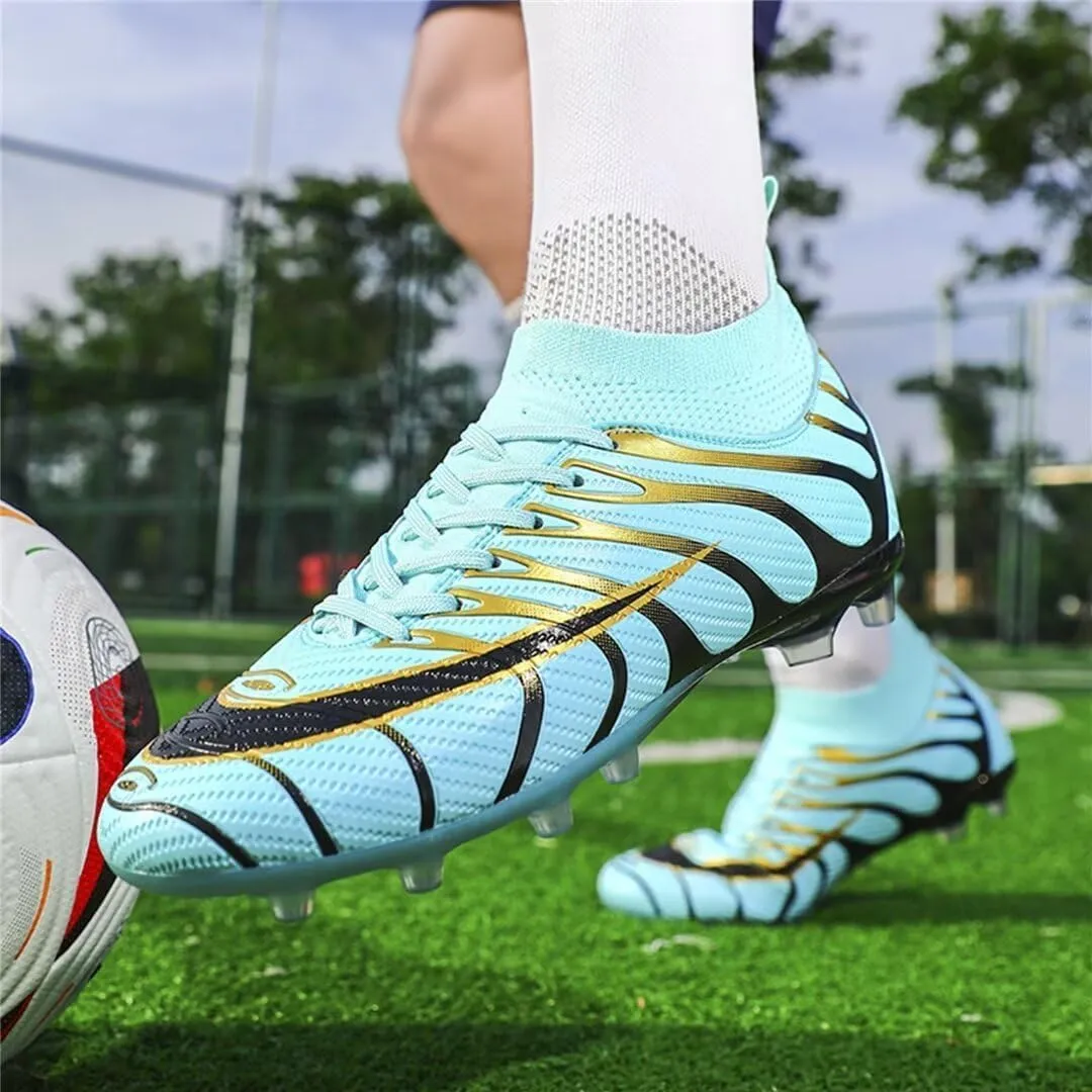 Men's Soccer Shoes High Top AG Cleats Outdoor Turf Athletic Professional Spikes Youth Boys Football Sneaker Unisex
