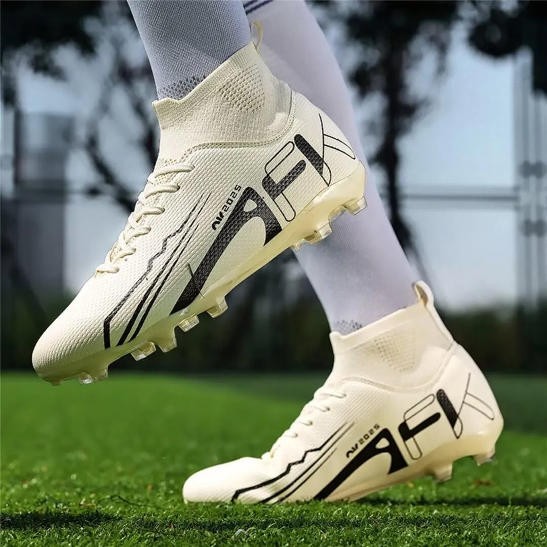 Men's Soccer Shoes High Top AG Cleats Outdoor Turf Athletic Professional Spikes Youth Boys Football Sneaker Unisex